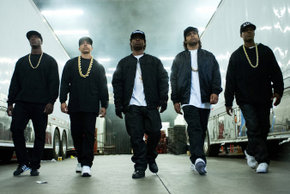 Aldis Hodge, Neil Brown Jr.,  Jason Mitchell, O'Shea Jackson Jr., and Corey Hawkins in Straight Outta Compton