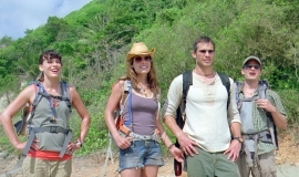 Milla Jovovich, Kiele Sanchez, Timothy Olyphant, and Steve Zahn in A Perfect Getaway