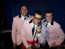 Justin Droegemueller, Todd Meredith, and Tristan Layne Tapscott in Buddy: The Buddy Holly Story
