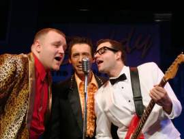 James Fairchild, Vaughn M. Irving, and Todd Meredith in Buddy: The Buddy Holly Story