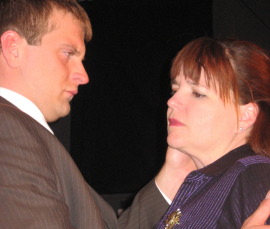 Eddie Staver III and Denise Yoder in the Harrison Hilltop Theatre's Oedipus Rex