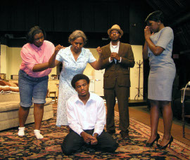 Alysha M. McElroy-Hodges, Shellie Moore Guy, Curtis Lewis, Paul Richard Pierre, and Shanna Cramer in A Raisin in the Sun