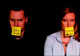 Jeff DeLeon and Stephanie Burrough in the Riverbend Theatre Collective's Hate Mail