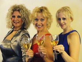 Kathi Osborne, Carrie Saloutos, and Jessica Swersey in Circa '21's Mid-Life! The Crisis Musical