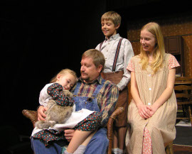 Laila Haley, John Weigandt, Andrew Hall, and Sydney Crumbleholme in Papa's Angels