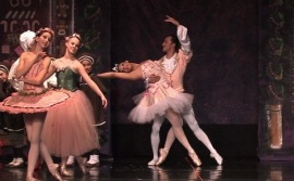 a scene from RiverPointBallet's 2009 production of The Nutcracker, featuring Ramon Gaitan (pictured)