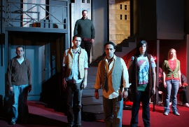 David Turley, Chris Walljasper, Kevin Grastorf, Jason Platt, Sara Elizabeth King, and Cari Downing in Tired American Dream