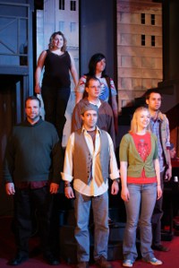 Kevin Grastorf, Annie Walljasper, Jason Platt, David Turlley, Sara Elizabeth King, Cari Downing, and Chris Walljasper in Tired American Dream