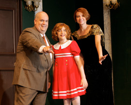 Jon Schraeder, Haley Wolfe, and Susie Schaecter in Annie