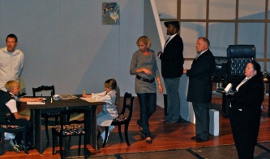 Don Faust, Dawson Tucker, Regan Tucker, Alexa Florence, Andrew Cole, Bill Peiffer, and Ruby Nancy in The Tragedy of Sarah Klein