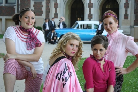 Lisa Groves, Alexa Harris, Angie Mitchum, and Amber Vick in Quad City Music Guild's Grease