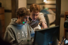 Jesse Eisenberg and Joseph Mazzello in The Social Network