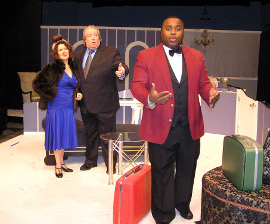 Diane Greenwood, John VanDeWoestyne, and Vincent Briley in Lend Me a Tenor