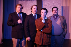 James Fairchild, Adam Michael Lewis, C.J. Langdon, and Joe Maubach in Frost/Nixon