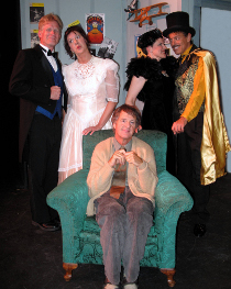 (clockwise from left) Mike Millar, Valeree Pieper, Erin Lounsberry, James Turilli, and Mark McGinn in The Drowsy Chaperone