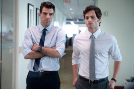 Zachary Quinto and Penn Badgley in Margin Call