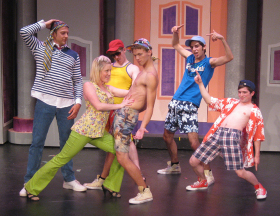 Eddie Staver III, Cara Chumbley, Mitch Donahue, Isaac Jankowski, and Tim Stompanato in Legally Blonde: The Musical