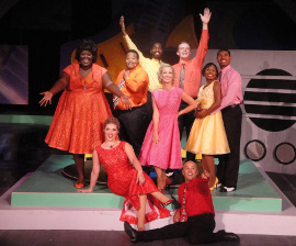 Deidra Grace, Sara King, C.J. Williams, Kiarri D. Andrews, Nina Schreckengost, Joseph J. Baez, Joanthan Scott Roth, Patricia Gibson, and Denzel Edmondson in Smokey Joe's Cafe