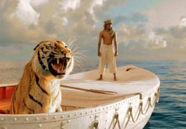 Richard Parker and Suraj Sharma in Life of Pi