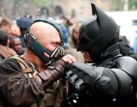 Tom Hardy and Christian Bale in The Dark Knight Rises