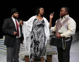 Matt Madison, Rita Jett, and Vincent Briley in Blues for an Alabama Sky at the Playcrafters Barn Theatre