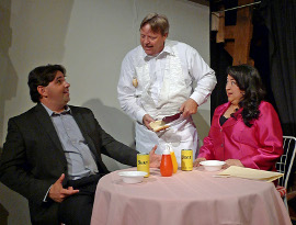 Nathan Johnson, Don Hazen, and Cindy Ramos in 100 Lunches: A Gourmet Comedy