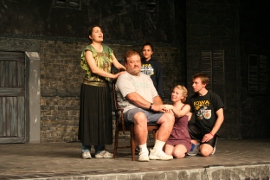 Christina Myatt, Dave Arnold, Elise Castro, Sydney Crumbleholme, and Kyle DeFauw rehearse Les Miserables