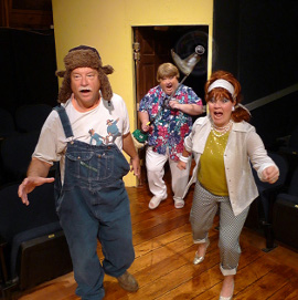 Jim Strauss, Jan Golz, and Stacy McKean Herrick in Love Thy Neighbor