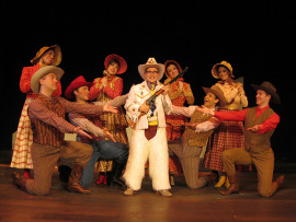 Ben Klocke (center) and ensemble members in A Christmas Story: The Musical