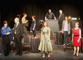 Angela Elliott, Patrick Gimm, Don Denton, Erin Churchill, Kim Furness, James Fairchild, Mark Ruebling, Allison Swanson, and Sara Tubbs in Last Call: The Songs of Stephen Sondheim