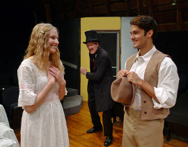 Sarah Ade, John Donald O'Shea, and Jordan Lipes in The Curse of an Aching Heart: Or, Trapped in the Spider's Web