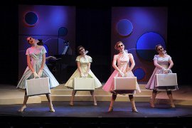 Jenna Haimes, Sarah Randall, Carly Ann Berg, and Heather Baisley in The Taffetas; photo by Jean Black