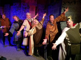 Doug Kutzli, Chris Tracy, Matt Holmes, Wendy Czekalski, Mike kelly, and Bob Manasco in Monty Python's Spamalot