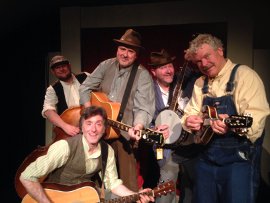 Kyle Jecklin, Tom Vaccaro, Doug Kutzli, Rocky Kampling, and Mark Ruebling in the District Theatre's Big Rock Candy Mountain