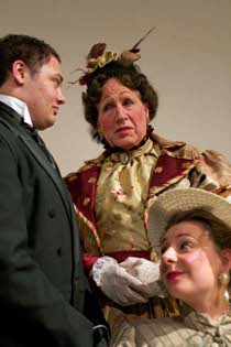  Jordan McGinnis, Philip Wm. McKinley, and Shannon Rourke in St. Ambrose University's The Importance of Being Earnest