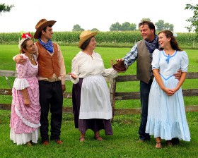 Allyson Martens, Jacob Ruchotzke, Susan Granet, David M. Miller, and Jen Sondgeroth in Quad City Music Guild's Oklahoma!