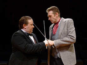 Bryan Woods and Dana Moss-Peterson in the Richmond Hill Barn Theatre's Sherlock Holmes & the Case of the Jersey Lily