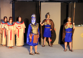 Pat Flaherty and ensemble members in Genesius Guild's The Suppliants