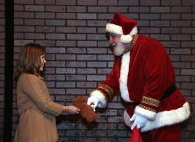 Lena Slininger and Don Fey in the Playcrafters Barn Theatre's Yes, Virginia, There Is a Santa Claus