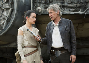 Daisy Ridley and Harrison Ford in Star Wars: The Force Awakens