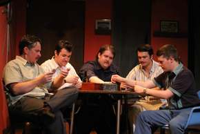 Matthew Teague Miller, Cash Maciel, Otis Jeffries, Jon Loya, and Derrick Bertram in The Odd Couple