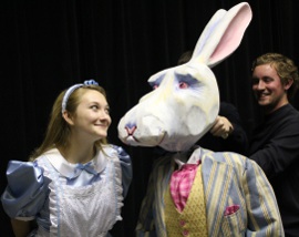 Brooke Schelly and Daniel Conlin in St. Ambrose University's Alice in Wonderland