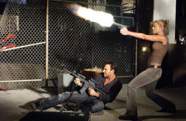 Christian Slater and Tara Reid in Alone in the Dark