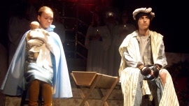 Sarah Stephan and Noah Strausser in The Best Christmas Pageant Ever