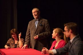 Angela Elliott, Michael Carron, Abby Van Gerpen, and Joshua Pride in The Big Meal, photo courtesy of Jessica Sheridan and Shared Light Photography