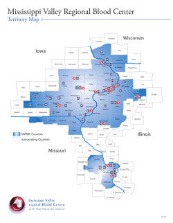 The Mississippi Valley Regional Blood Center territory map. Click for a larger version.