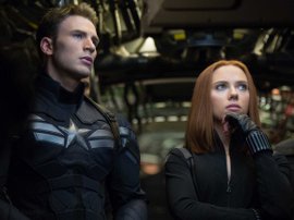 Chris Evans and Scarlett Johansson in Captain America: The Winter Soldier