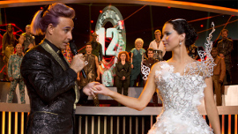 Stanley Tucci and Jennifer Lawrence in The Hunger Games: Catching Fire