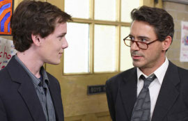 Anton Yelchin and Robert Downey Jr. in Charlie Bartlett