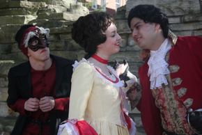 Jackson Green, Kayla Lansing, and Vince Solis in Commedia Dell'arte